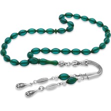 Gümüş Hediye Al Kararmaz Metal Su Damlası Püsküllü Arpa Kesim Bilek Boy Turkuaz Ateş Kehribar Tesbih