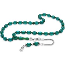 Gümüş Hediye Al 925 Ayar Gümüş Püsküllü Bilek Boy Arpa Kesim Turkuaz Ateş Kehribar Tesbih