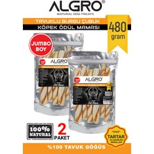 Algro %100 Tavuk Göğüs Etli Jumbo Boy Burgu Çubuk 240 gr Sığır Derisi 2 Paket