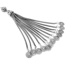 Ergenekon Aksesuar Telkari Selçuklu Motif Tasarım 12LI Kamçı 925 Ayar Gümüş Püskül