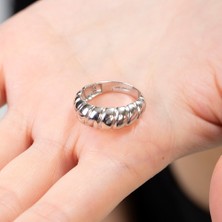Tesbihane Zarif Tasarım Silver Renk Free Size 925 Ayar Gümüş Kadın Yüzük