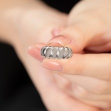 Tesbihane Zarif Tasarım Silver Renk Free Size 925 Ayar Gümüş Kadın Yüzük