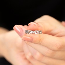 Tesbihane Zirkon Taşlı Zincir Tasarım Silver Renk 925 Ayar Gümüş Kadın Tektaş Yüzük