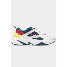 Nike M2K Tekno Leather Unisex Sneaker Hakiki Deri Spor Ayakkabı Beyaz Mavi Yükseklik 4cm
