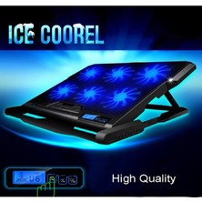 Yenilzd Ice Coorel Yeni Nesil Dijital Ayarlı 6 Fanlı Notebook Soğutucu Dijital Ayar Mavi LED