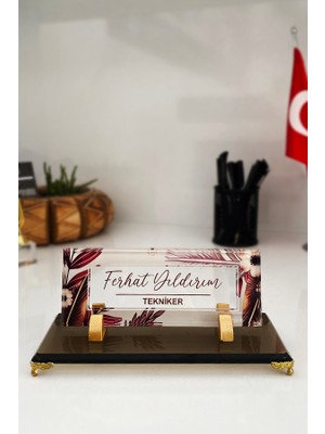 Mert Kristal Masaüstü İsimlik, UV Baskılı Büro Ofis Hediyesi, 1 Adet Şık Renkli Tasarım