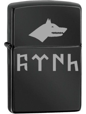 Market66 Kurt Başlı Eski Gök Türk Yazısı Lazer Silinmez Resimli Benzinli Hediyelik Çakmak