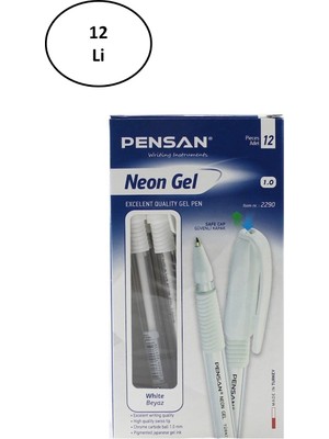 Çetiner Group Pensan Neon Jel Kalem 1 mm Beyaz 2290 12'li