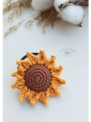 Masal Örgü Dünyası Ayçiçeği Amigurumi Lastik Toka Niş Saç Aksesuarı (1 Adet)