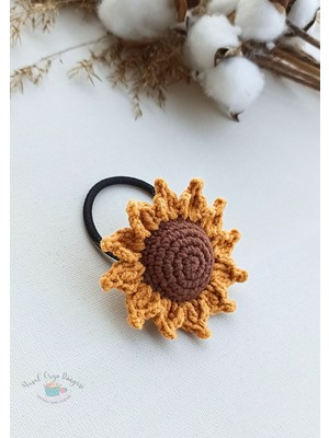 Masal Örgü Dünyası Ayçiçeği Amigurumi Lastik Toka Niş Saç Aksesuarı (1 Adet)