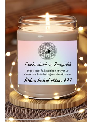 Dodo Candles Farkındalık Ve Zenginlik | Aldım Kabul Ettim 777 | Çilek Kokulu Mum | Meditasyon Mumları Mk-224