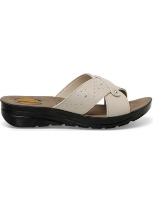 Polaris 403003.Z4FX Bej Kadın Dolgu Topuk Terlik