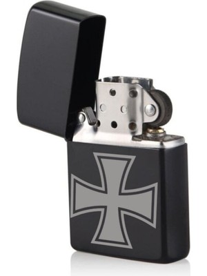 Market66 German Cross Madalya Alman Demir Haç Arma Lazer Silinmez Resimli Benzinli Çakmak
