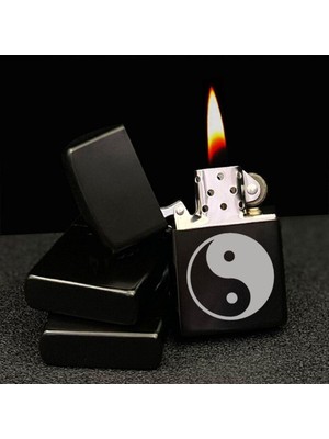 Market66 Yin Yang Dengesi Felsefesi Lazer Silinmez Resimli Benzinli Çakmak