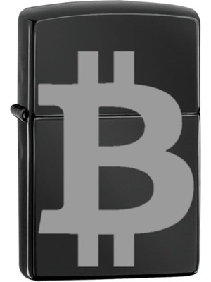 Market66 Bitcoin Sembolü Para Işareti Lazer Silinmez Resimli Benzinli Çakmak