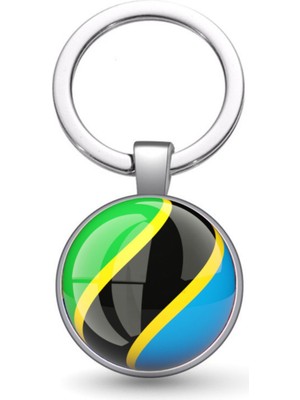 Market66 Tanzanya Bayrak Anahtarlık Tanzania Metal 3D Büyüteç Cam Yuvarlak Metal