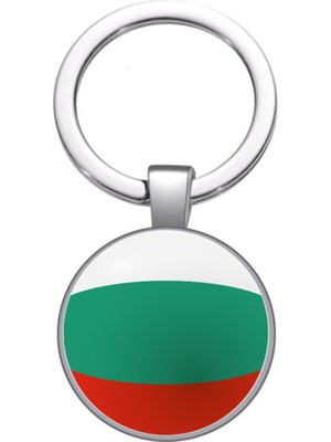 Market66 Bulgaristan Bayrak Anahtarlık Bulgaria Ülke Bayrağı 3D Camlı Metal Halka