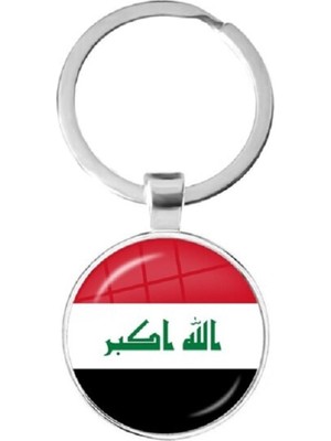 Market66 Irak Bayrağı Anahtarlık Iraq Bayrak Gri Kararmaz Metal Halka Anahtarlığı