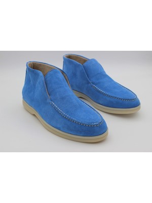 Ayak Kabım Hakiki Deri Kısa Içten Lastik Günlük Kadın Bot Mavi 2509 Aykkbm Beden 40 Renk Mavi