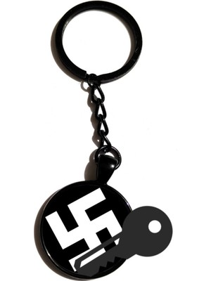 Market66 Avrasya Antik Hinduizm Budizm Alman Ww2 Anahtarlık Siyah Renk Zincirli 3D Camlı Bayrak