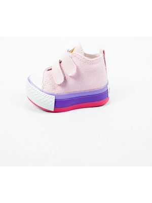 Aktaş Ayakkabı Bebek Kız Pembe Ortopedik Converse Model Keten Bantlı Spor Ayakkabı