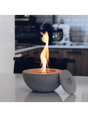 Tabart Store Pure-Fire V.2 Masaüstü Beton Şömine + 1 Lt Bioethanol Şömine Yakıtı