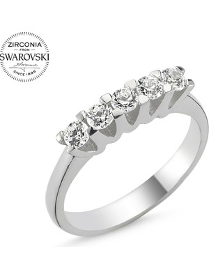 Nazik Endam Nazikendam Özel Seri - Swarovski Zirconia Taşlı Beştaş Yüzük - Kadın - 3.60 Gram