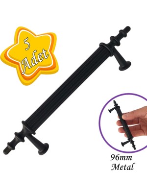 Glaswen 5 Adet Erciyes Kulp Siyah 96 mm Kulp Mobilya Mutfak Dolabı Çekmece Dolap Kapak Kulpu Kulbu Metal Kulpları