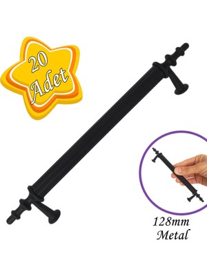 Glaswen 20 Adet Erciyes Kulp Siyah 128 mm Kulp Mobilya Mutfak Dolabı Çekmece Dolap Kapak Kulpu Kulbu Metal Kulpları
