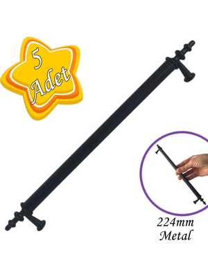 Glaswen 5 Adet Erciyes Kulp Siyah 224 mm Kulp Mobilya Mutfak Dolabı Çekmece Dolap Kapak Kulpu Kulbu Metal Kulpları