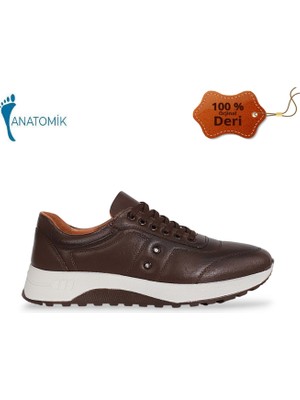 Konfores 1835-346497 Hakiki Deri Anatomik Tabanlı Erkek Sneakers Ayakkabı - NKT01835-KAHVERENGI-44