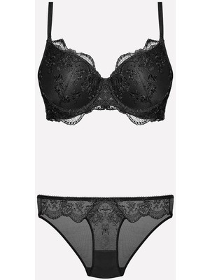 Nurteks 4385 Desteksiz Sütyen Külot Takım-Siyah