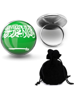 Market66 Suudi Arabistan Bayrağı Yüzüğü Saudi Arabia Bayrak 316L Ayarlanabilir Yüzük