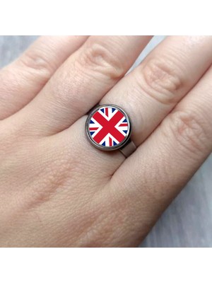 Market66 Ingiltere Bayrak Yüzüğü England Bayrağı Çelik Yüzük 12-20 Arası Ayarlanabilir Yüzük