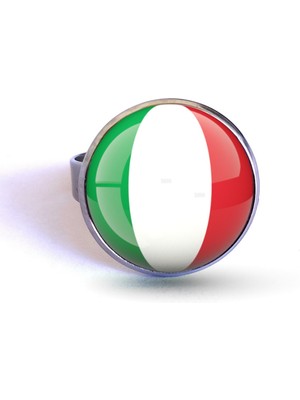 Market66 Italya Bayrağı Yüzüğü Italy Bayrak Çelik Yüzük 12-20 Arası Ayarlanabilir Yüzük