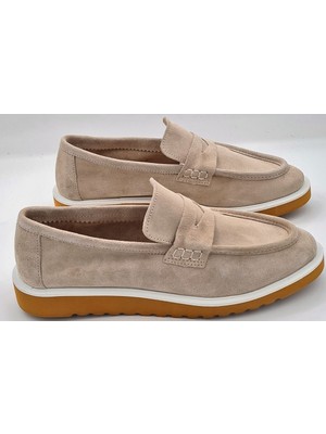 Ayakkabım Official Hakiki Deri Açık Bej Günlük Kadın Ayakkabı Loafer Makosen Günlük Rahat Ayakkabı AYAKKABIM2548 Beden 40 Renk Açık Bej