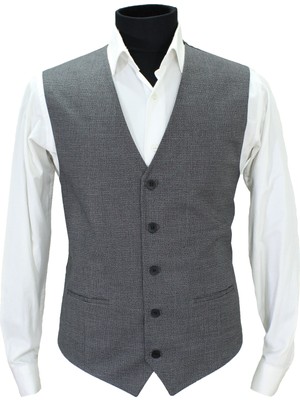 Mentor Regalo Erkek Yelek V Yaka Gri Desenli 50603