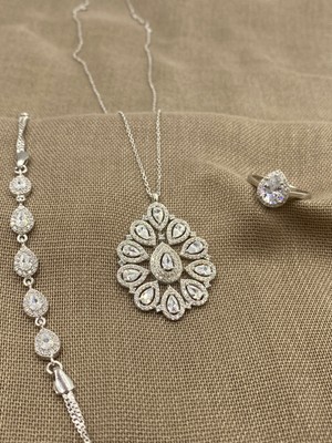 Inure Jewelry Sılver Beyaz Sultan Model 925 Ayar Gümüş Set (Kolye,bileklik,ve Yüzük)