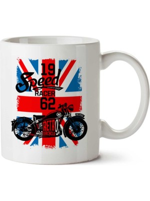 Speed Racer 62 Retro Motor Iki Tarafı Baskılı Kupa Bardak