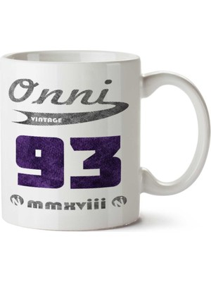 Onni T- Shirt Number 93 Vintage Esporte Iki Tarafı Baskılı Kupa Bardak