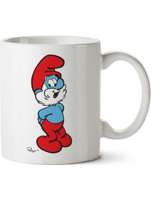 Art Hediye Şirin Baba Şirinler Iki Tarafı Baskılı Kupa Bardak