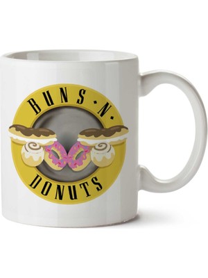 Buns N Donuts Guns And Roses Iki Tarafı Baskılı Kupa Bardak