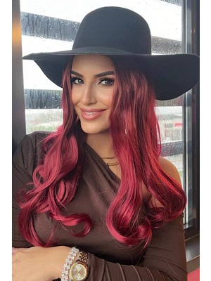 Caş Dekorasyon Isıya Dayanıklı Yarımay Çıt Çıt Saç - 39# - Şarap Kızıl - Dalgalı - 60 cm - 110 gr