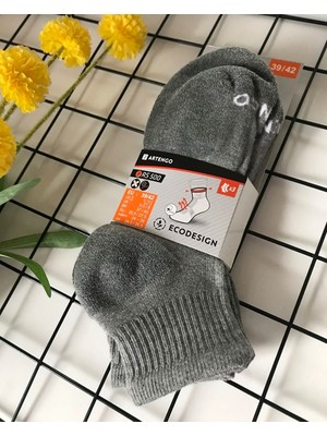 Decathlon Artengo Tenis Çorabı - Kısa Konç - Unisex - 3 Çift - Gri - RS500