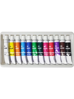 Nova Color Tüp Yağlı Boya Seti 12 ml 12'li 25X35 Tuval Seti Metal Spatül Zemin Fırça Resim Paleti
