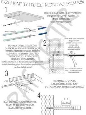 Agt 45X20 36MM Duvar Rafı Uçan Raf Gizli Bağlantılı Raf Hayalet Raf