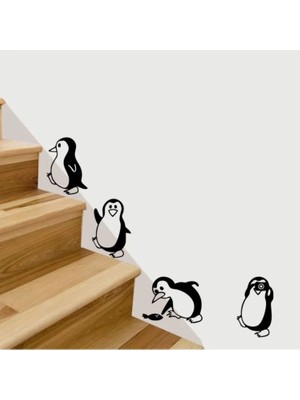 Hediyene Bak Penguen Dekoratif Duvar Süsü Sticker Etiket 4'Lü
