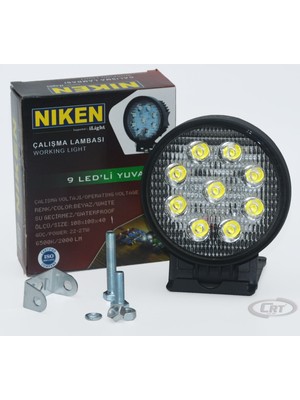 Yuvarlak Çalışma Lambası 9 Led Pro Seri