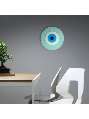 Ennea Art Minimalist Küf Yeşili Nazar Boncuğu El Yapımı Ahşap Büyük Nazarlık 25 cm Hediyelik Eşya