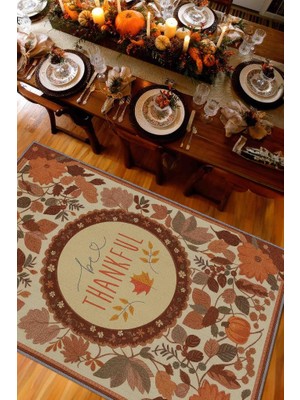 Homshtag Şükür Et Çiçek Temalı Dijital Baskılı Halı Modern Çiçekli Halı Çok Renkli Salon Halısı